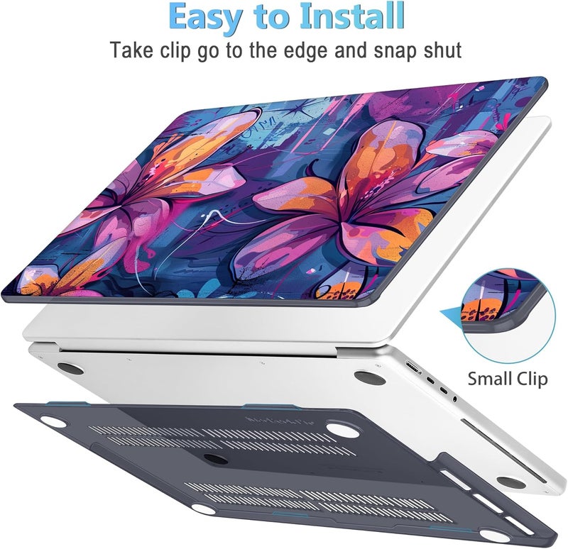 Mektron Case for M5 MacBook Pro 14 inch 2025 Model A3434 A3112 Fit 2024-2021 Model M4 A3112 A3401 A3185 M3 A2918 A2992 M2 A2779 M1 A2442 Pro/Max, Hard Shell Cover for MacBook Pro 14", Graffiti Flower - Image 3
